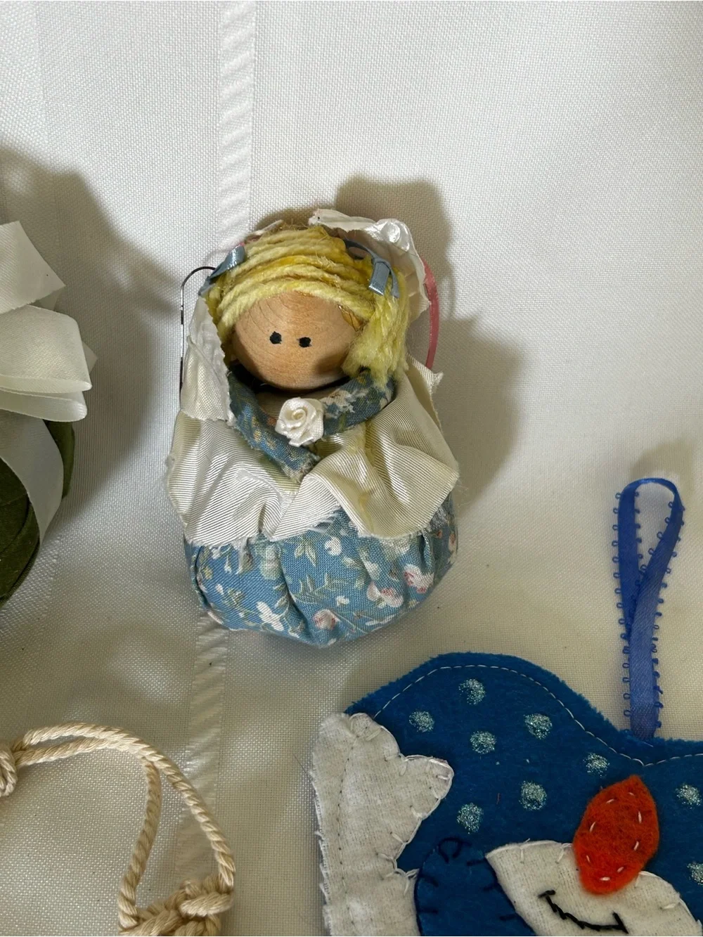 Vintage Christmas Tree Ornament Set Snowman Sleigh Reindeer Angel Stocking